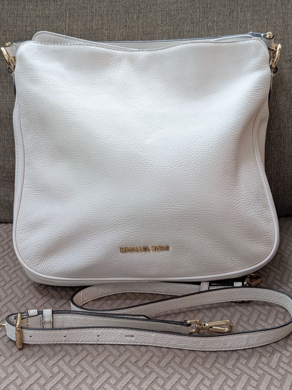 Michael Kors White Pebbled Leather Crossbody Bag